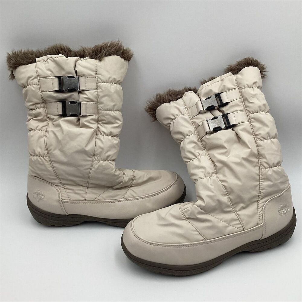 Totes Women's Ivory Waterproof Mid-Calf‎ Snow Boots Size 10 Winter Casual